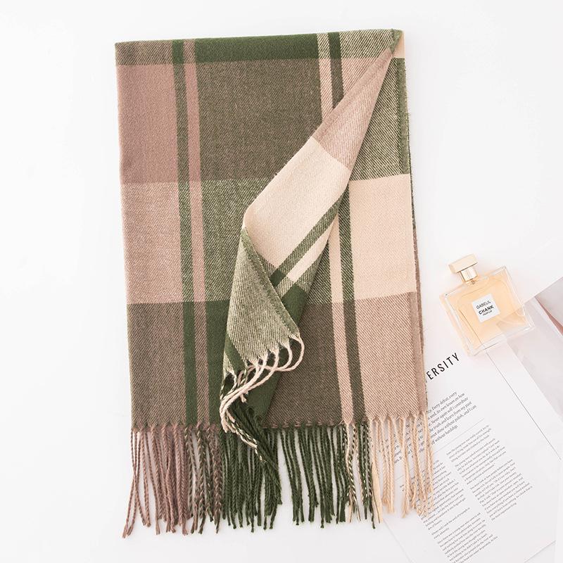 Imitation Kaschmir Karomuster Schal für Damen Herbst und Winter Neu Hochwertige Atmosphäre Paar Dual Use Schal Warmer Schal