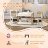 Three-Piece Kids Table and Chair Set with Blackboard, Storage, Bookshelves - Natural Wood