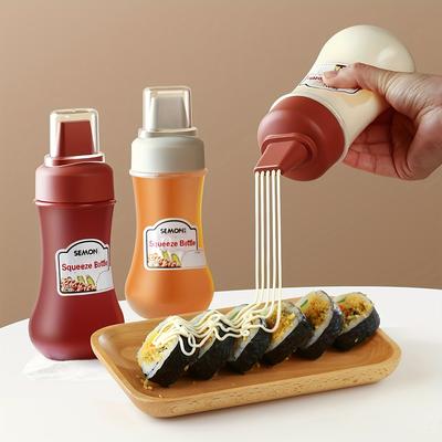 1pc Leak-Proof Refillable Sauce Squeeze Bottle - PVC-Free Plastic Kitchen Container with Precision Control for Salad Dressing, Tomato Sauce, Honey Jam
