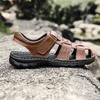Fashion Genuine Leather Sandals Summer Mens Casual Shoes Outdoor Non-Slip Sandals for Men Beach Shoes Lightweight Shoes Plus Size 38-48