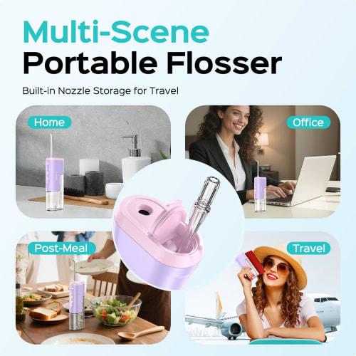 COSLUS Mini Water Flosser for Travel: Portable Compact Design, Cordless Oral Irrigator with 4 Jet Tips, Removable Tank, IPX7 Waterproof, for Braces, S