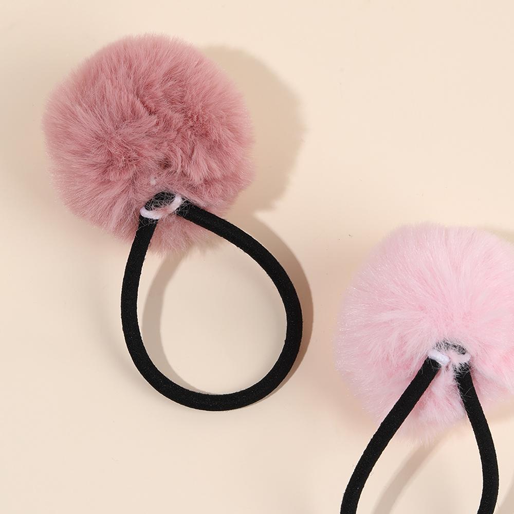 8Pcs Colorful Fuzzy Ball Hair Tie For Girls Korean Style Cute Fluffy Pom Pom Scrunchies Soft Elastic Ponytail Hair Band Headwear