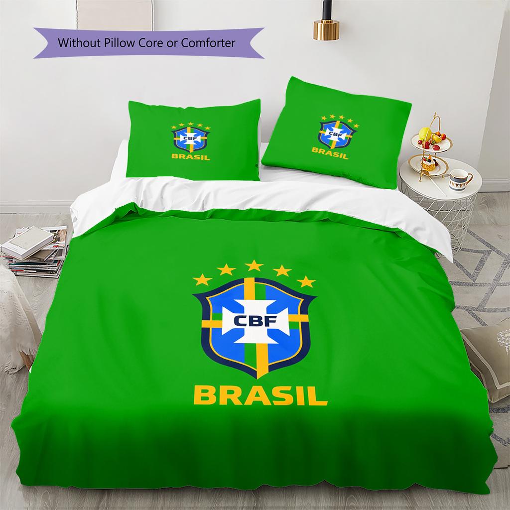 Brazil national football team  Pattern Bedding Quilt Set  Home Decoration  Gift (1 * duvet cover + 2 * pillowcase  without core)