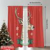 2pcs 2D Flat Printing Merry Christmas Scene Curtains Oh Oh Deer Christmas Snowflakes Fabric Without Electricity 0 Use for Home