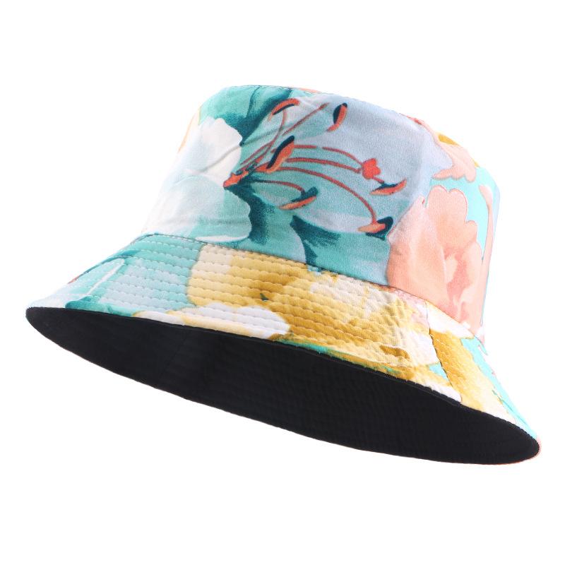 New Polished Printed Pot Hat Double-sided Bucket Hat Outdoor Travel Visor