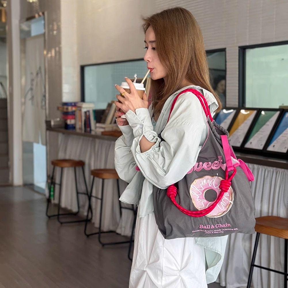 Embroidered Eco-Friendly Canvas Shopping Tote - Large Capacity Handheld/Shoulder/Crossbody Bag