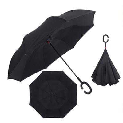C Handle Windproof Inverted Folding Upside Down Double Layer Umbrella