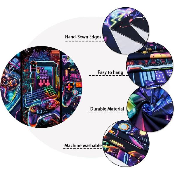Galoker Blacklight Gaming Tapestry Cool Neon Game Controller Tapestry UV Reactive Gamer Player Wall Tapestries Funny Art Gaming Poster Tapestries