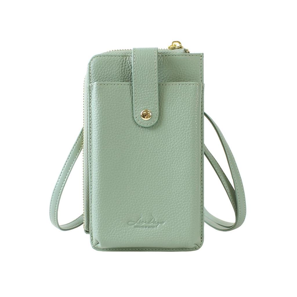 Lizdays Smartphone Shoulder Bag with Wallet Mini Smartphone Genuine Leather Function, Pouch, (Sky Blue)