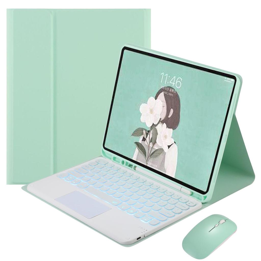 Round Cap Touch Backlit Bluetooth Keyboard & Protective Leather Case for Samsung Tab A9 PLUS S9 FE