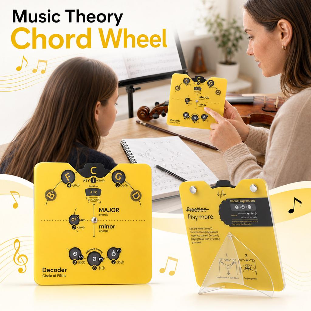 Musiktheorie Quintenzirkel Decoder Rad für Dur- und Moll-Akkorde Klavier und Gitarre Tonleiter Referenzwerkzeug für Musiker und Studenten