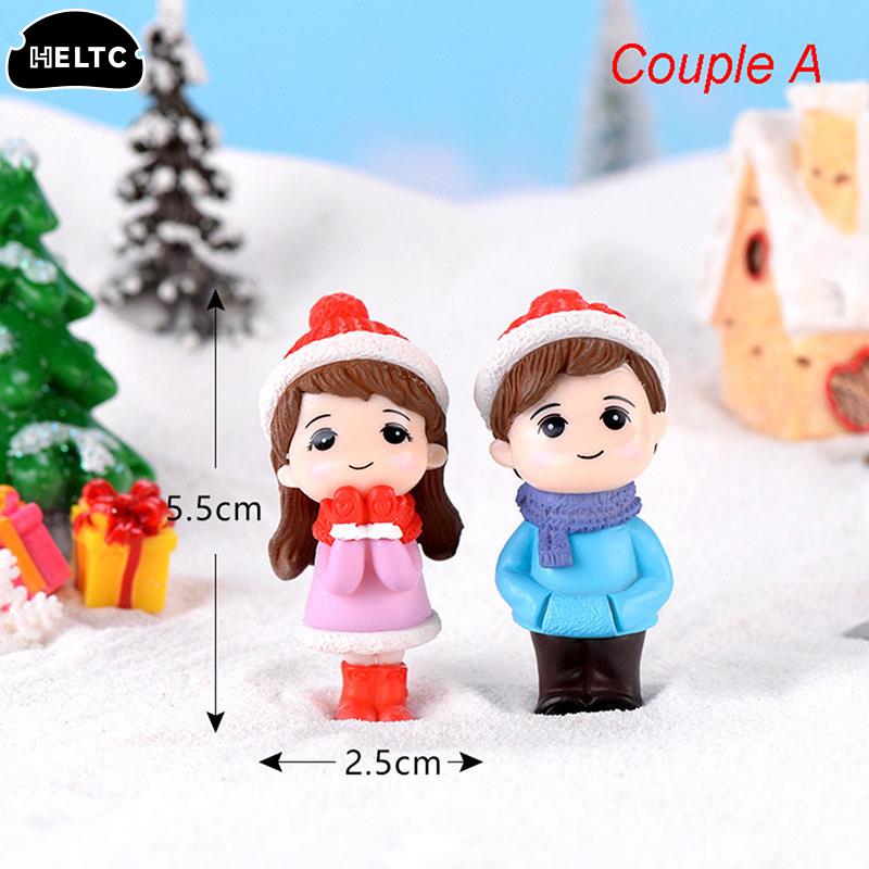 2pcs/set Mini Stool Lovers Couple Animals House Tree Fairy Garden Miniatures DIY Micro Landscape Decor Terrarium Action Figures