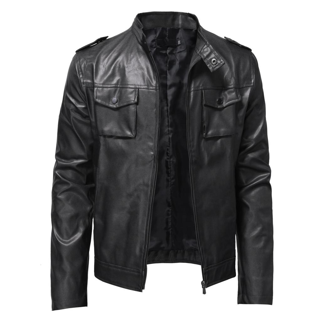 Herren Leder Herbst Neue Stehkragen Motorrad Lederjacke Herren Trend Sport Herren Lederjacke