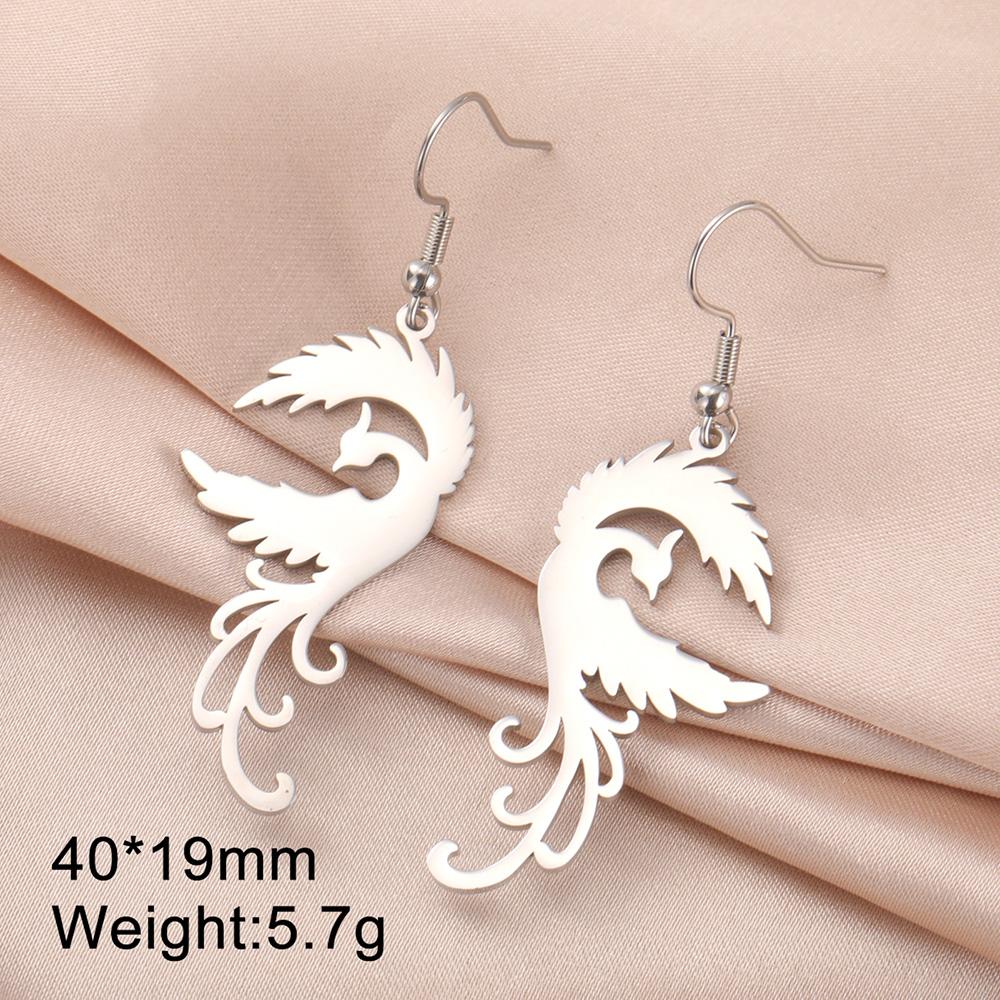 Dawapara Phönix Ohrringe für Damen Geometrisch Mythisches Tier Vogel Totem Anhänger Edelstahl Schmuck