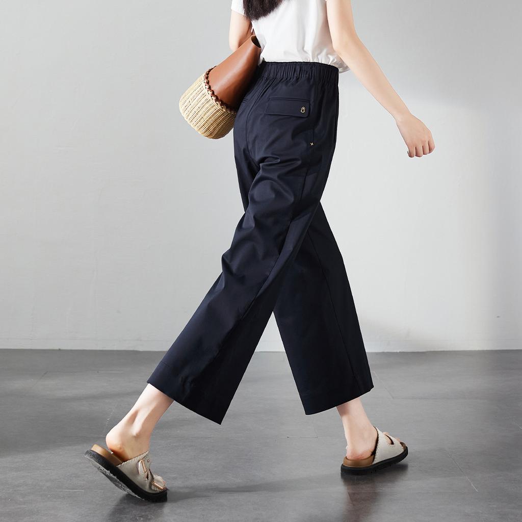 Summer Thin Wide Leg Pants for Women 2025, Fashionable, Loose and Versatile, Slimming and Elastic Waisted Casual Cropped Pants