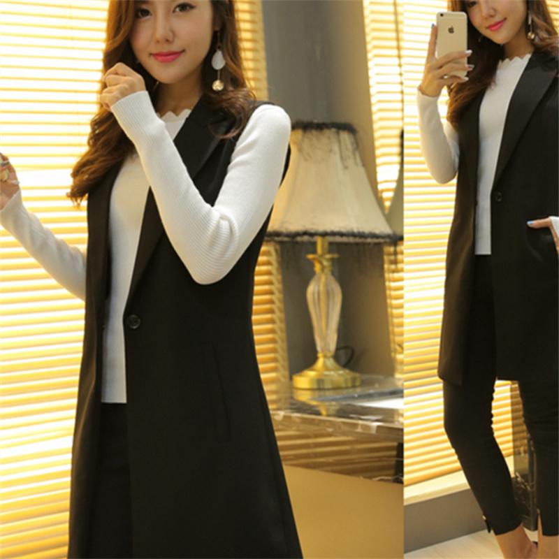 2022 klassische Frauen Lange Blazer Weste Elegante Büro Dame Mantel Weibliche Weste Kausalen Anzüge Ärmellose Jacke kleidung weiß