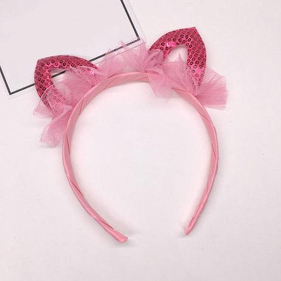 Dziewczyny Słodkie kocie uszy Kształt Gaza Cekiny Opaska Opaska do włosów Akcesoria do obręczy