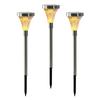 GWSOLAR [Set of 3 Solar Lights with Stainless Steel Pole] Light Color: Warm White, Slim Design, Modern and Stylish Light, In-Ground Insertion, Light