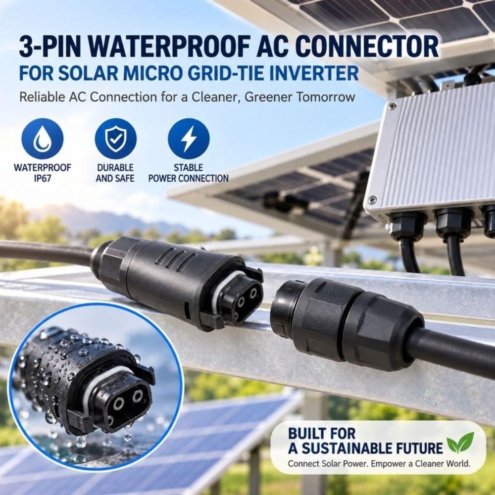 3Pin Photovoltaic Connector Waterproof Microinverter Adapter Field Connector Photovoltaic Systems