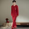 1A Antibacterial Red Couple Pajamas Wedding Pure Cotton Men's Natal Year Spring and Summer Loungewear Set Wedding Gift