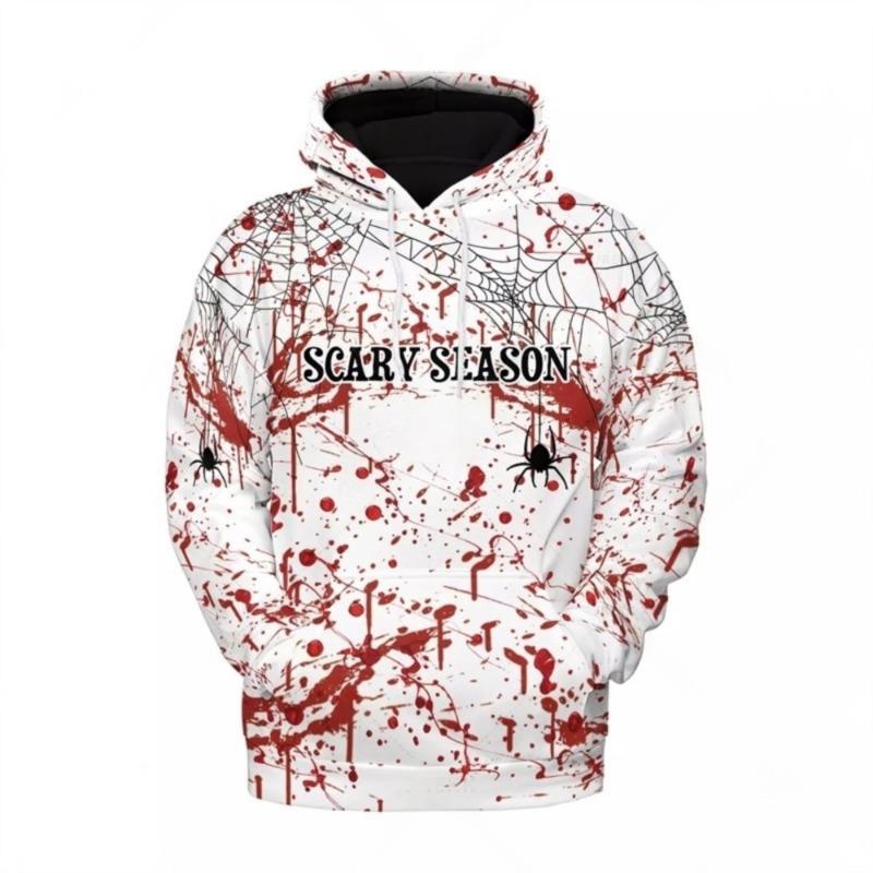 Spring And Autumn Fashion Men's Hoodie Bloody Horror 3D Print Hoodies Street Casual Boy Sweatshirt Men's Oversized Top Clothing