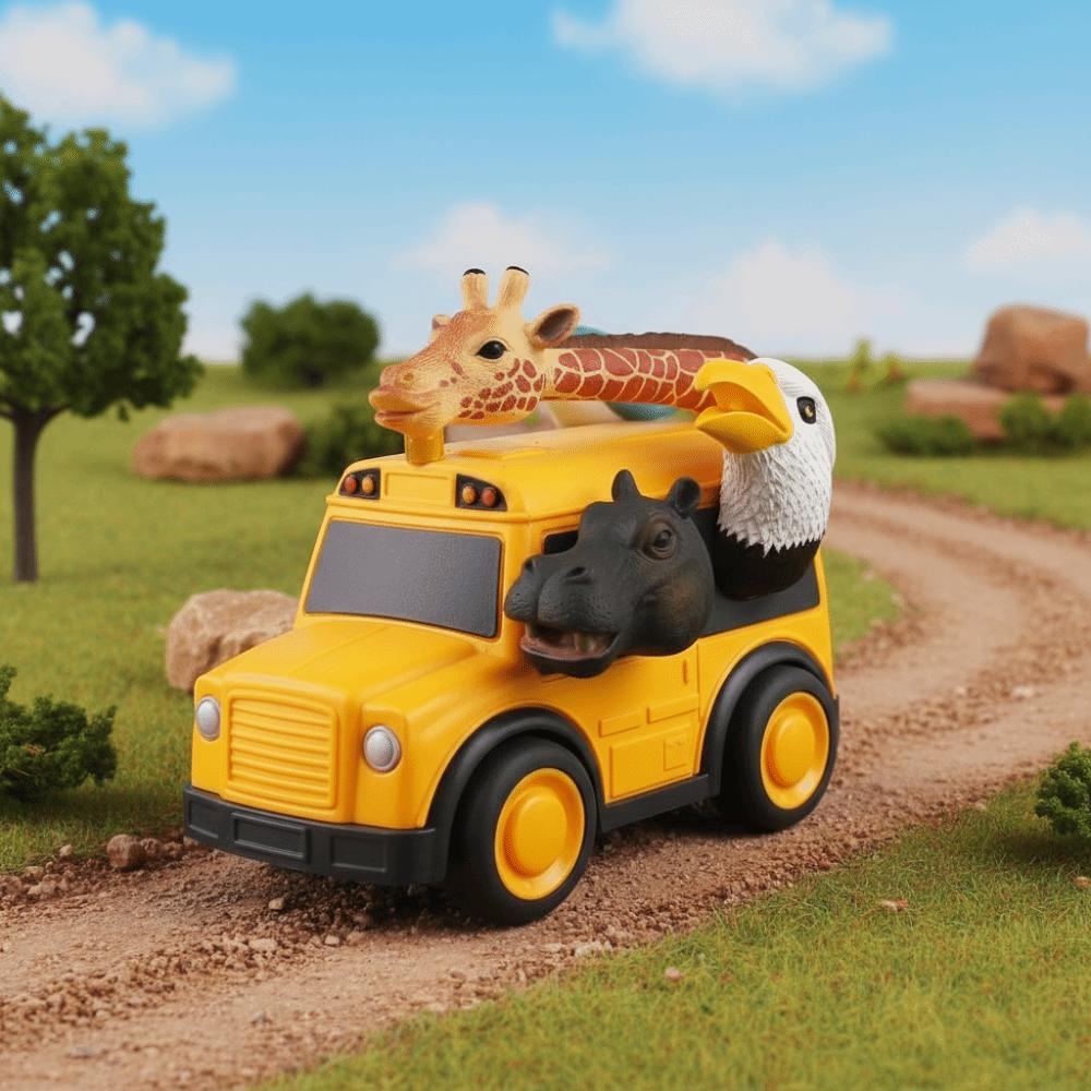 Ocean Theme Toy Car Model Dinosaur Theme Educational Toys Creative Inertia School Bus Kids Gifts