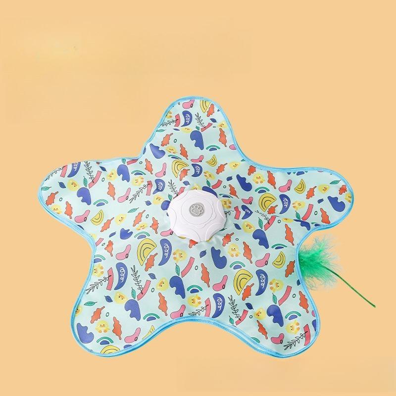 

Cat Interactive Toy Cat Amusement Plate Toy Moving Concealed Feathers Kitten Teaser for Hide Seek Automatic Teaser помаранчевий