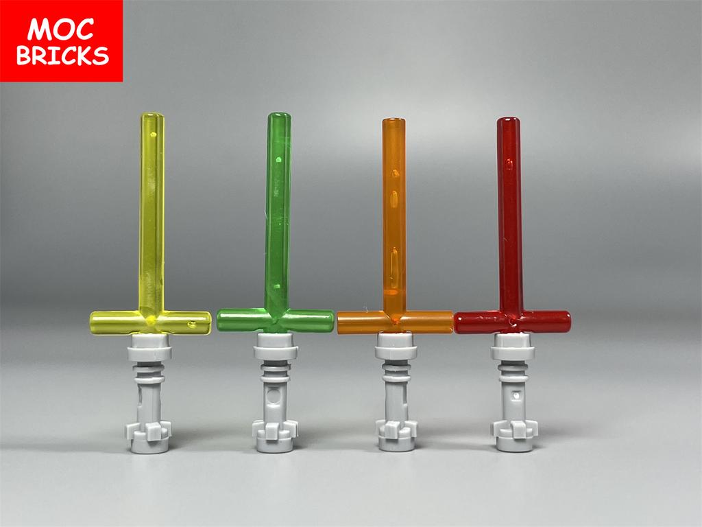 MOC Bricks Shooter Gun Mini Blaster Sword Hilt Bar Lightsaber Blade 21699 30374 64567 Weapon Building Blocks Assembled Toys