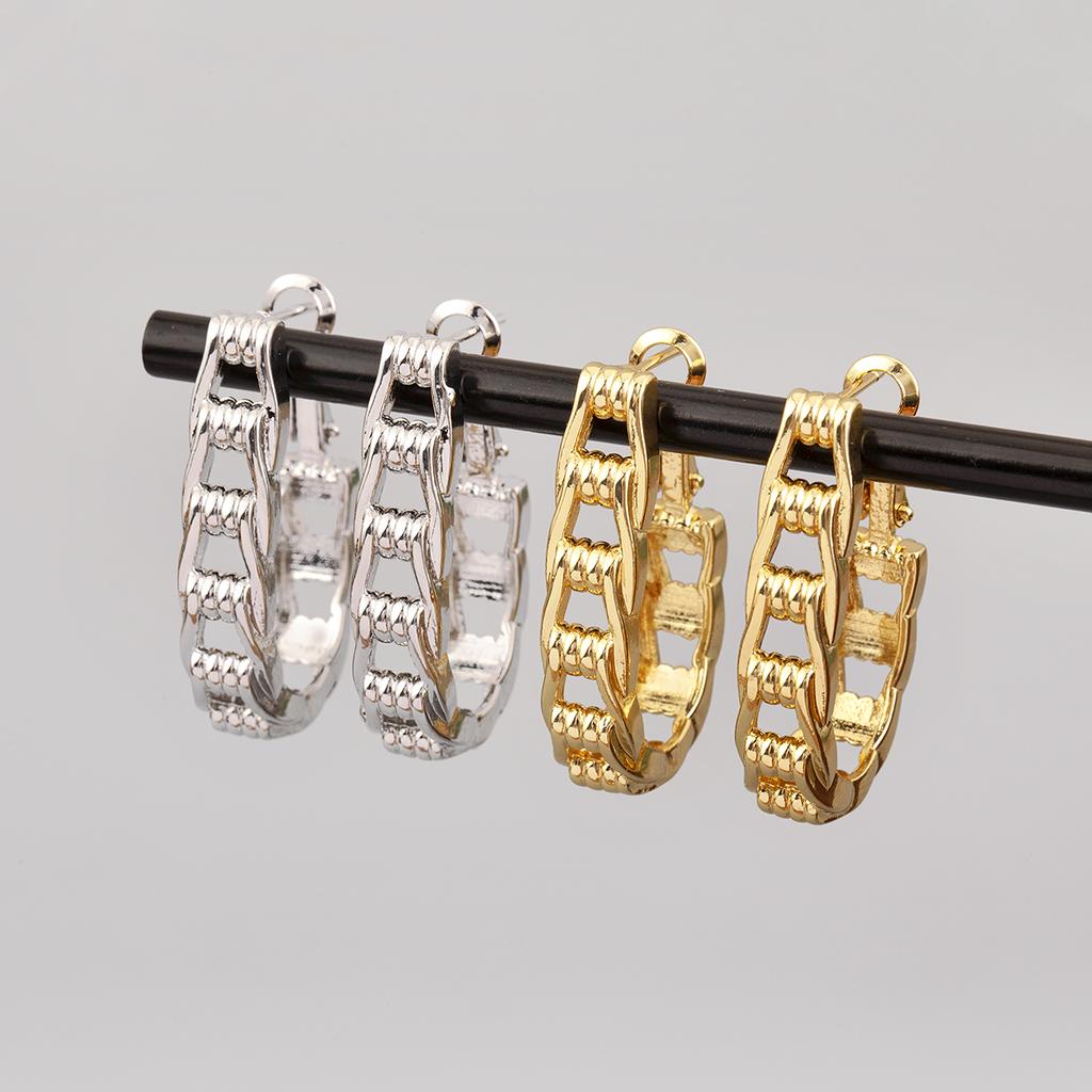 Nidin New Trendy Copper Unique Twist Round Hoop Earrings For Women Female Punk Style Daily Party  Ear Jewelry Gifts Wholesale