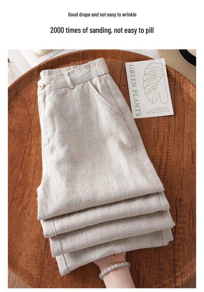 Women's High-Waisted Wide-Leg Linen Pants - 2025 Autumn Fashion Casual Loose Fit