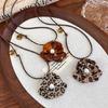 Comfortable Clavicle Chain Lightweight Flower Pendant Necklace Brown Leopard Print Fashion Neck Decoration