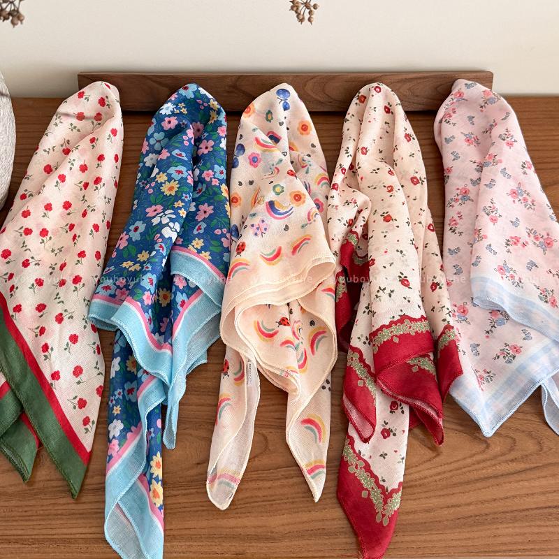 Women Floral Print Head Scarf Soft Breathable Lightweight Headwrap For Summer Beach Travel Daily Wear Hair Accessory