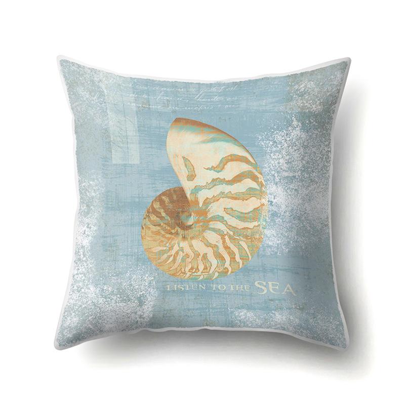 Blue Ocean Seaweed Polyester Pillow Case Car Decoration Home Print Pillow Bedside Sofa Waist Cushion Cover