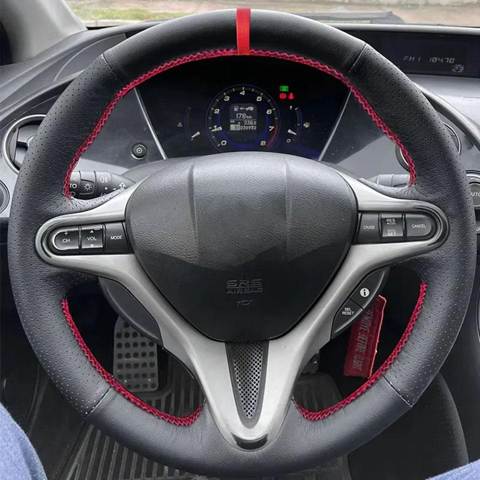 Maßgeschneiderte Anti-Rutsch PU-Leder Lenkradbezug zum Flechten für Honda Civic 8. Generation MK8 2005 2006 2007 2008 2009 2010 2011