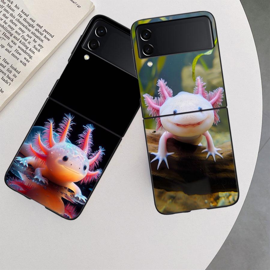 Smiling Salamander Phone Case For Samsung Z Flip 7 6 5G Galaxy Z Flip 5 4 3 Black Hard Cell Cover Luxury PC Shell Coque