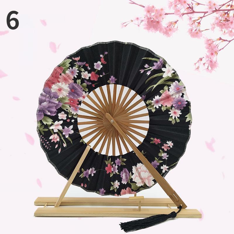 1PC Windmill Fan Female Gift Fan Japanese Round Fan Portable Folding Fan Lady Folding Fan