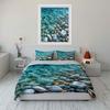 3Pc Crystal Clear Sea Bedding Set,Colorful Smooth Stones Underwater Print Duvet Cover Set,Blue Ocean Pebble Pattern For Bedroom