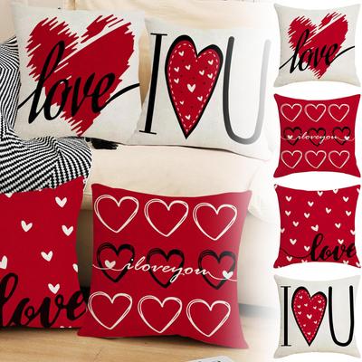 Valentinstag Kissenbezug Roter Liebesbrief Leinenprint Kissenbezug Sofa Kissenbezug