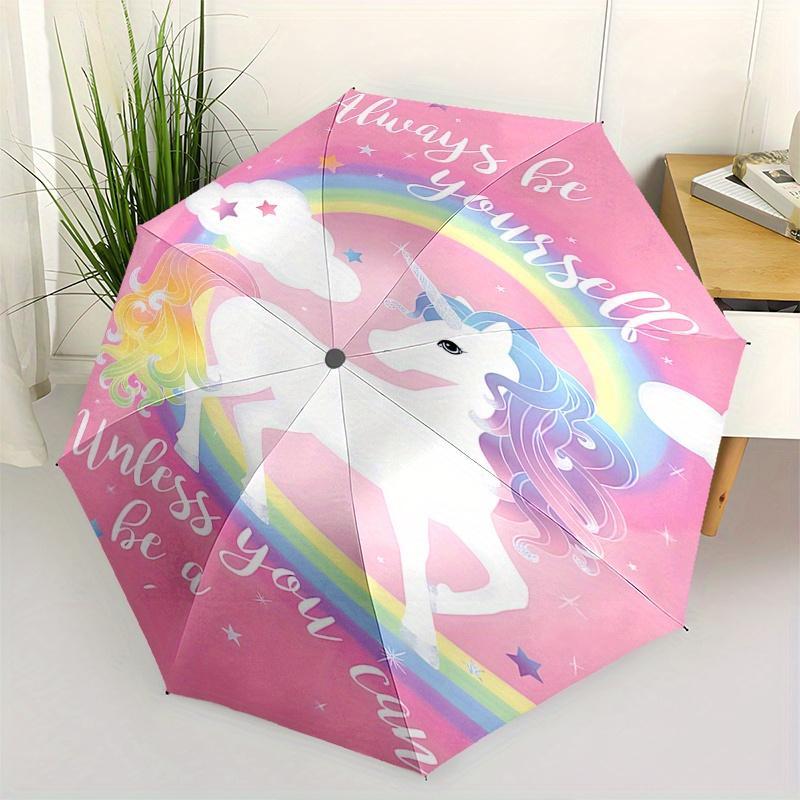 

Unicorn Rainbow Theme 8 Bone Hand Automatic Folding Umbrella, Compact and Portable Design, A Perfect Gift for Birthday, Christmas or Busines