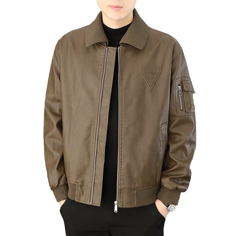 Youth Short Leather Jacket Men's Autumn Loose Korean Version