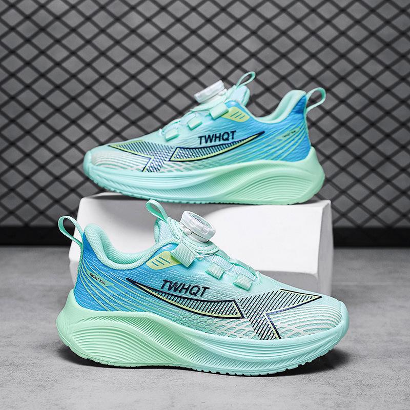Boys and Girls Sports Running Shoes, Male and Female Classmates, Spring Breathable Mesh Rotating Buckle, Fashionable, Lightweight and Non-slip