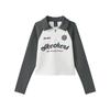 New Year Series Color Block Comfortable Breathable Fashion Long Sleeve Raglan T-Shirt Women Tops Light-White Gray L125W005-0248