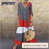 JPNTKY Fashion Summer Spring V-Neck Solid Short Sleeve Dresses