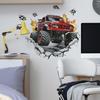Flaming Off-Road Vehicle Wall Sticker Self-Adhesive Removable for Bedroom Living Room Background Home Decor