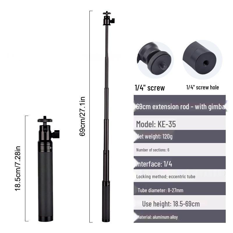 Universal Stabilizer Extension Pole: Handheld Selfie Stick & Tripod for DJI, Feiyu, Zhiyun, Action Camera Photography