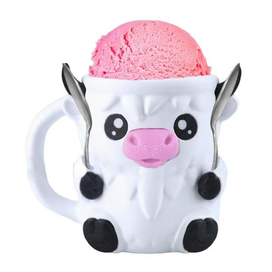 Highland Cow Ice Cream Pint Holder with 2 Spoons Penguin Ice Cream Holder Reusable Popsicle Containers Beer Can Holder for Kitchen Cafe Restaurant