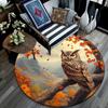 Autumn Owl Round Area Rug,Carpet Rug for Living Room Bedroom Sofa Playroom Decor,Non-slip Floor Mat