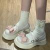 Fashion Japanese Style Lolita Kawaii Mary Jane Round Toe with Bow Platform Ladies Pumps Medium Heels Women's Shoes Gothic Cute Vacation