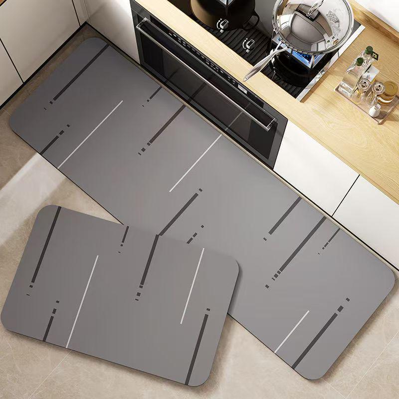 Nordic Diatomaceous Earth Kitchen Mat: Water & Oil Absorbent, Stain-Resistant, Non-Slip, Easy Care.