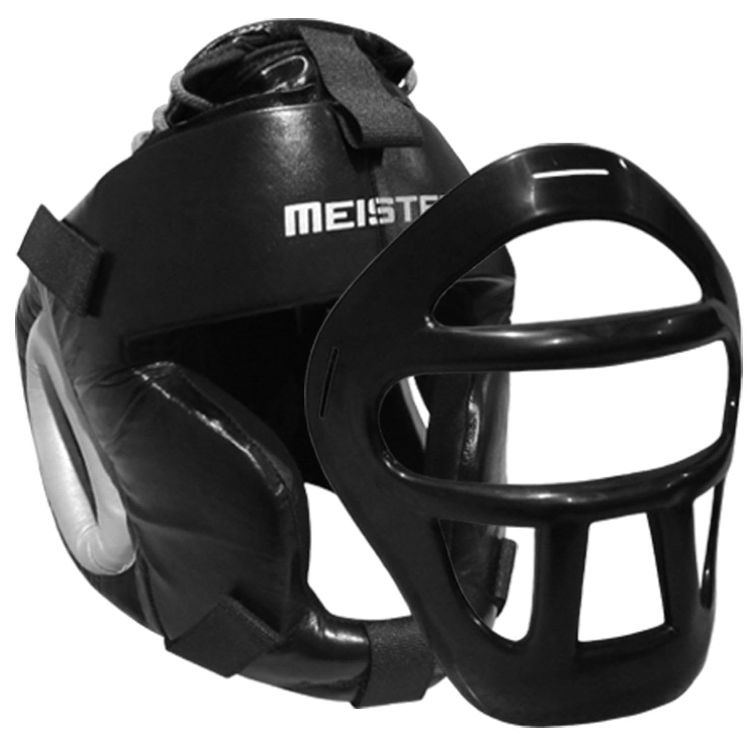 Leather Head Guard w/Removable Face Mask for MMA & Boxing Headgear - Fits All